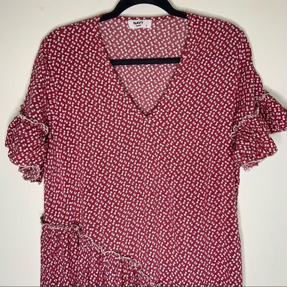 NAVY Paris pinkish red pattern maxi cottage dress - Picture 2 of 10